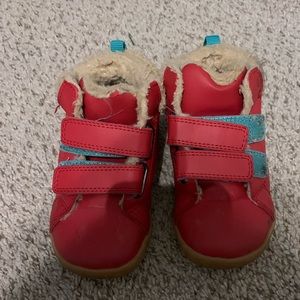 Size 8.5 red high top furry sneakers